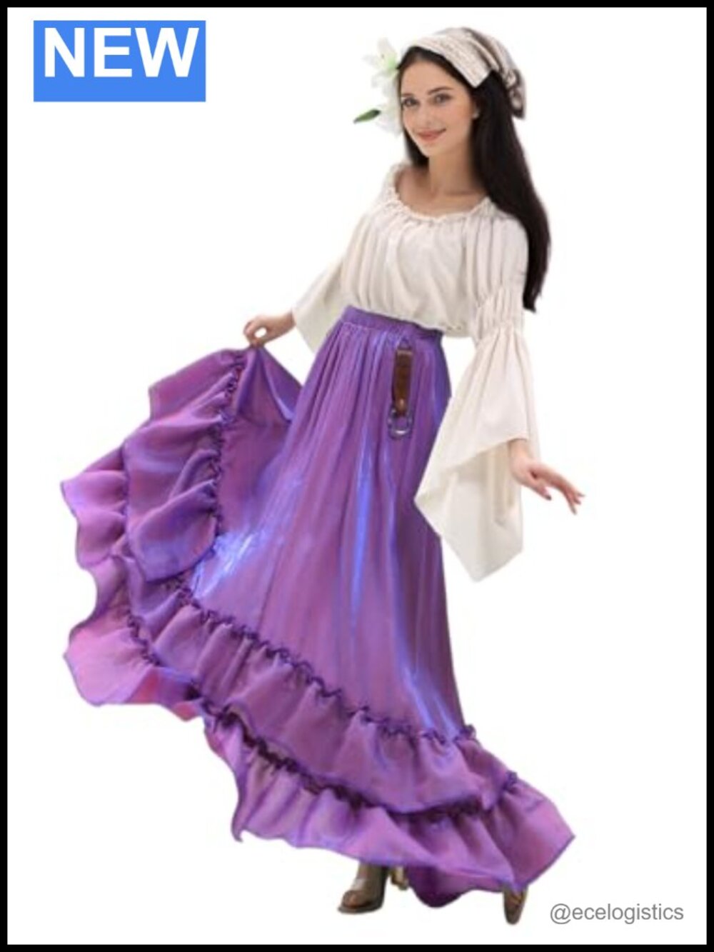 Iridescent Satin Maxi Skirt with Hikes Renaissance Festival Cosplay Lolita